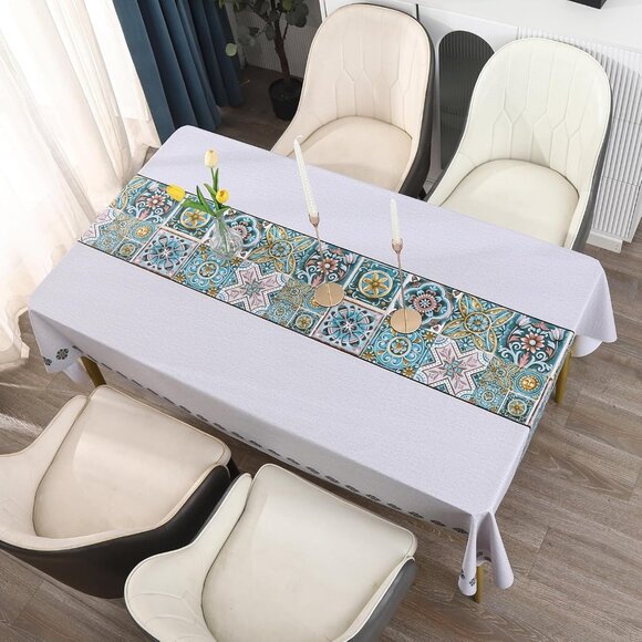 Waterproof oil-proof stain-resistant 54x108 rectangle tablecloth medallion heavy - Picture 3 of 6